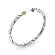 Cable Flex Bracelet in Sterling Silver with 14K Yellow Gold and Amethyst, 4mm