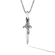 Waves Dagger Amulet in Sterling Silver with 18K Yellow Gold with Diamonds, 31mm