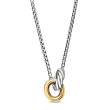 Petite Cable Linked Necklace in Sterling Silver with 14K Yellow Gold, 15mm