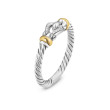 Petite Buckle Ring in Sterling Silver with 18K Yellow Gold and Diamonds, 2mm