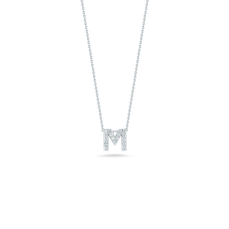 letter m pendant necklace in 18k gold