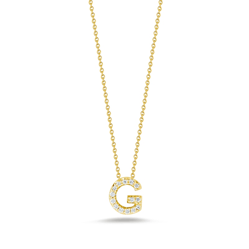 18K Yellow Gold Diamond Love Letter Necklace "G"