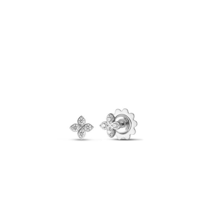 18K White Gold Love In Verona Small Flower Stud Earrings